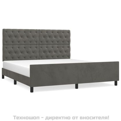 Рамка за легло без матрак, тъмносива, 160x200 см, кадифе