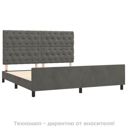 Рамка за легло без матрак, тъмносива, 160x200 см, кадифе