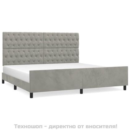 Рамка за легло без матрак, светлосива, 200x200 см, кадифе
