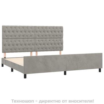 Рамка за легло без матрак, светлосива, 200x200 см, кадифе