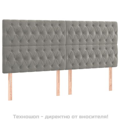 Рамка за легло без матрак, светлосива, 200x200 см, кадифе