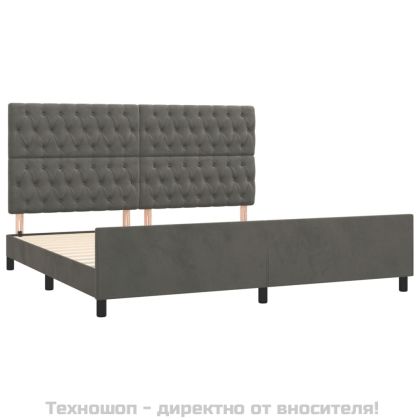 Рамка за легло без матрак, тъмносива, 200x200 см, кадифе