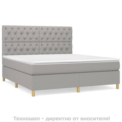 Боксспринг легло с матрак, светлосиво, 160x200 см, плат
