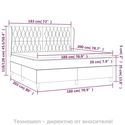 Боксспринг легло с матрак, светлосиво, 180x200 см, плат
