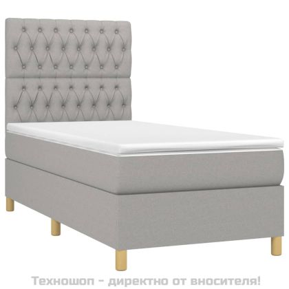 Боксспринг легло с матрак, светлосива, 90x190 см, плат