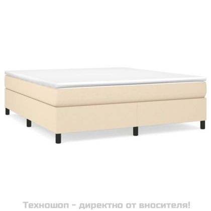 Рамка за легло с пружини, кремава, 160x200 см, плат