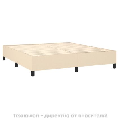 Рамка за легло с пружини, кремава, 160x200 см, плат