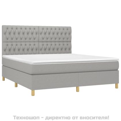Боксспринг легло с матрак, светлосиво, 180x200 см, плат