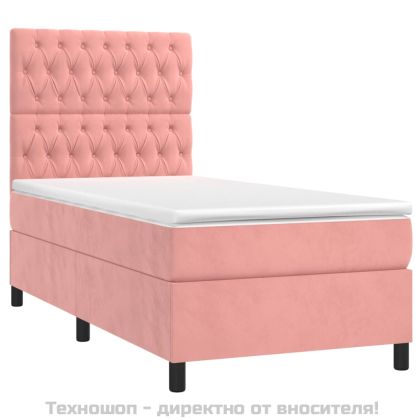 Боксспринг легло с матрак, розово, 100x200 см, кадифе