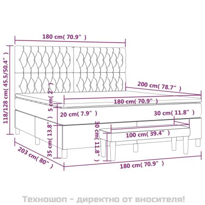 Боксспринг легло с матрак, светлосиво, 180x200 см, плат