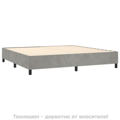 Боксспринг легло с матрак, светлосиво, 200x200 см, кадифе