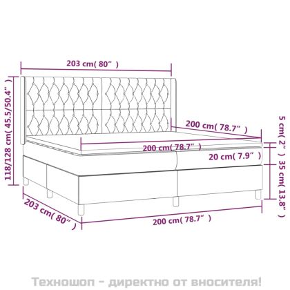 Боксспринг легло с матрак, светлосиво, 200x200 см, кадифе