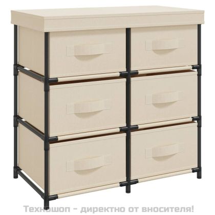 Шкаф за съхранение с 6 чекмеджета, 55x29x55 см, кремав, стомана