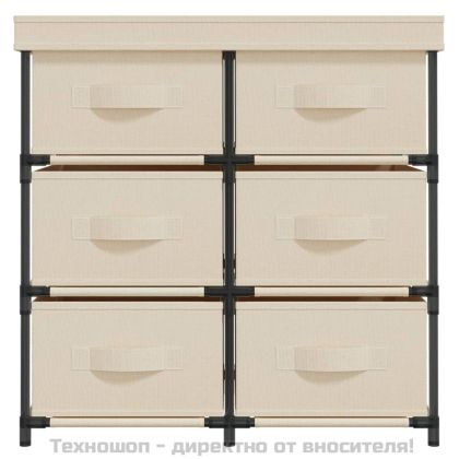 Шкаф за съхранение с 6 чекмеджета, 55x29x55 см, кремав, стомана