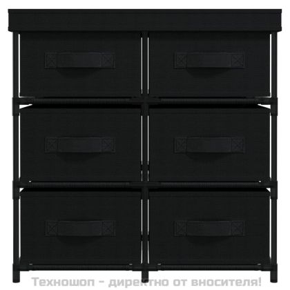 Шкаф за съхранение с 6 чекмеджета, 55x29x55 см, черна стомана