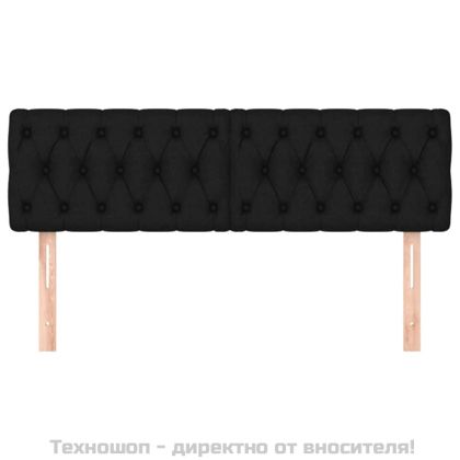 Горни табли за легло, 2 бр, черна,80x7x78/88 см, плат