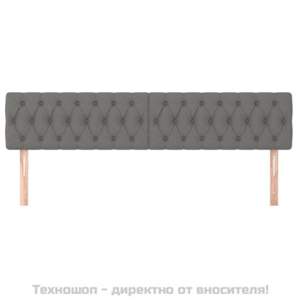 Горни табли за легло, 2 бр, тъмносива, 90x7x78/88 см, плат