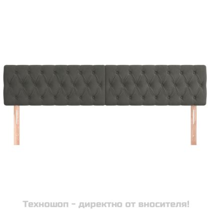 Горни табли за легло, 2 бр, тъмносива, 100x7x78/88 см кадифе