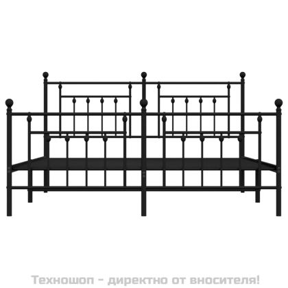 Метална рамка за легло с горна и долна табла, черна, 183x213 см