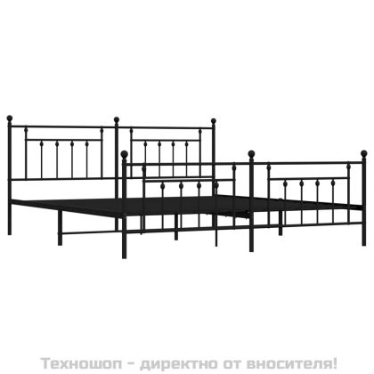 Метална рамка за легло с горна и долна табла, черна, 193x203 см