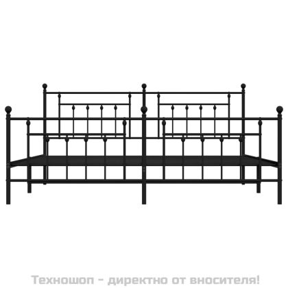 Метална рамка за легло с горна и долна табла, черна, 193x203 см