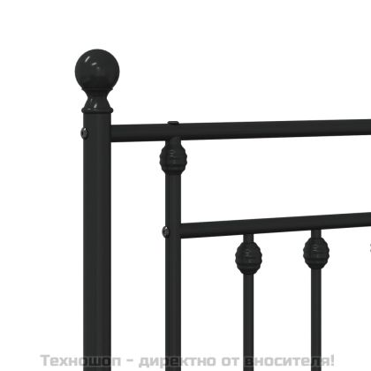 Метална рамка за легло с горна и долна табла, черна, 193x203 см