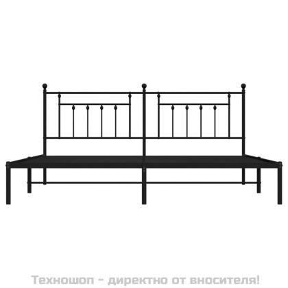 Метална рамка за легло с горна табла, черна, 193x203 см