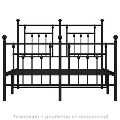 Метална рамка за легло с горна и долна табла, черна, 120x190 см