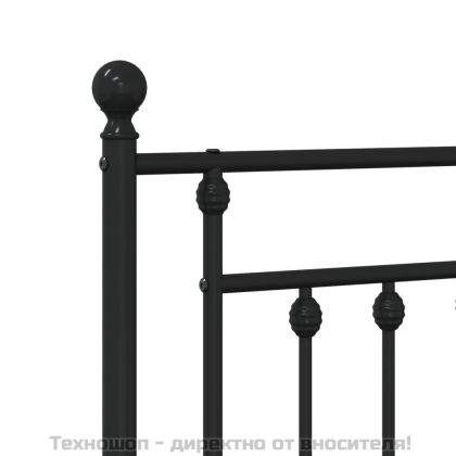 Метална рамка за легло с горна табла, черна, 140x190 см