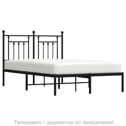 Метална рамка за легло с горна табла, бяла, 120x200 см