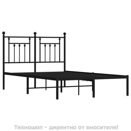 Метална рамка за легло с горна табла, бяла, 120x200 см