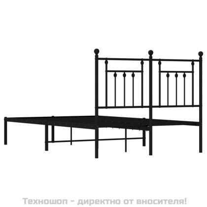 Метална рамка за легло с горна табла, бяла, 120x200 см