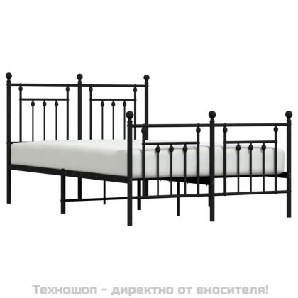 Метална рамка за легло с горна и долна табла, черна, 120x200 см