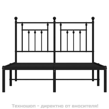 Метална рамка за легло с горна табла, черна, 120x190 см
