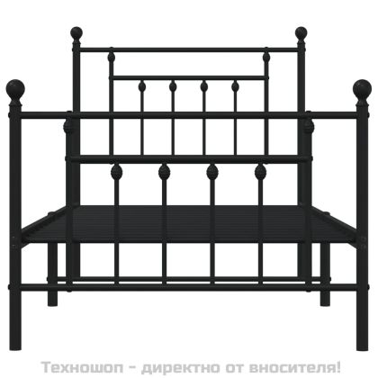 Метална рамка за легло с горна и долна табла, черна, 90x200 см