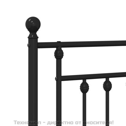 Метална рамка за легло с горна и долна табла, черна, 90x200 см