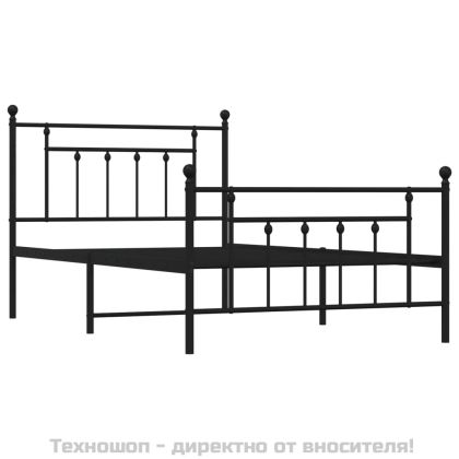 Метална рамка за легло с горна и долна табла, черна, 107x203 см