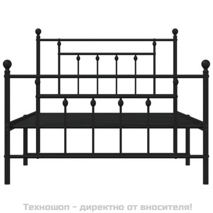 Метална рамка за легло с горна и долна табла, черна, 107x203 см