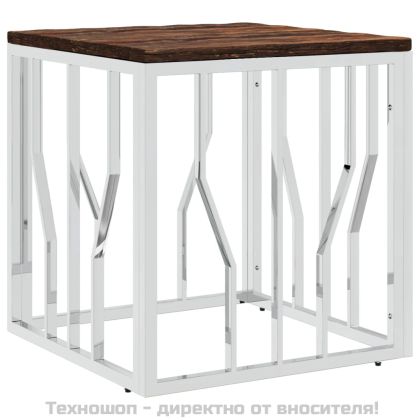 Маса за кафе, неръждаема стомана и регенерирано дърво масив