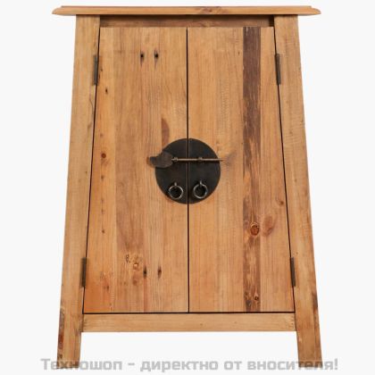 Страничен шкаф за баня, рециклиран бор масив, 59x32x80 см