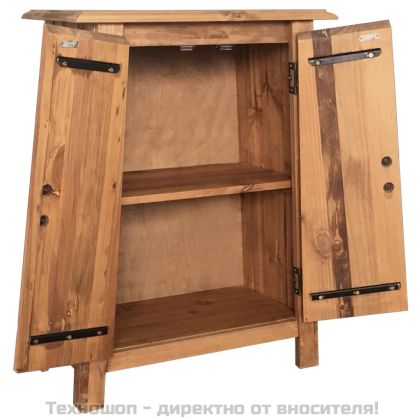 Страничен шкаф за баня, рециклиран бор масив, 59x32x80 см