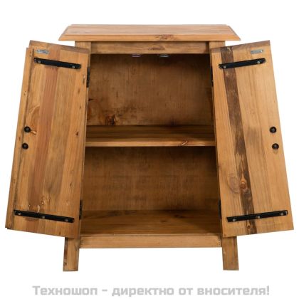 Страничен шкаф за баня, рециклиран бор масив, 59x32x80 см