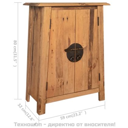 Страничен шкаф за баня, рециклиран бор масив, 59x32x80 см