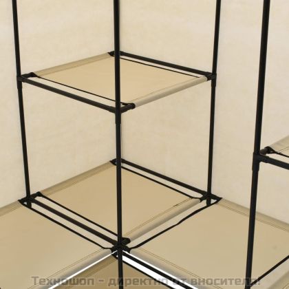 Ъглов гардероб, кремав, 130x87x169 см