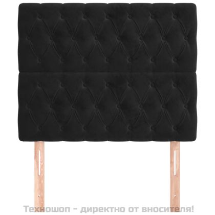 Табла за легло, черна, 100x7x118/128 см, кадифе