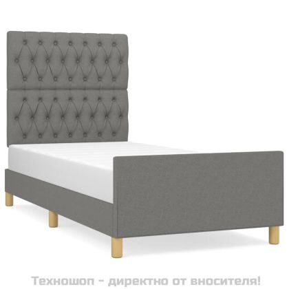 Рамка за легло без матрак, тъмносива, 90x190 см, плат