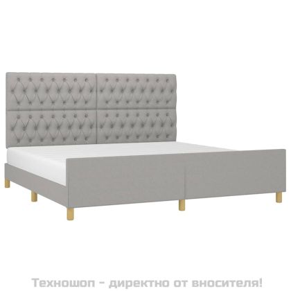 Рамка за легло с табла, светлосива, 200x200 см плат