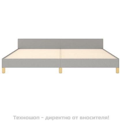 Рамка за легло с табла, светлосива, 200x200 см плат