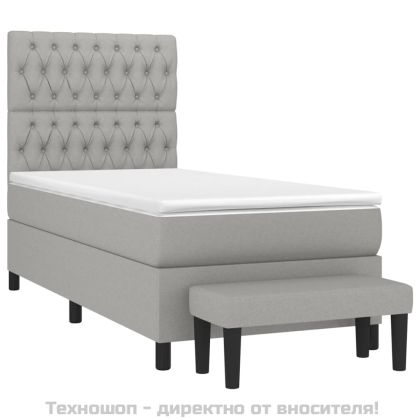 Боксспринг легло с матрак, светлосива, 90x190 см, плат