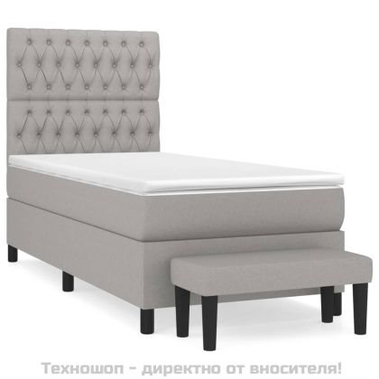 Боксспринг легло с матрак, светлосиво, 100x200 см, плат